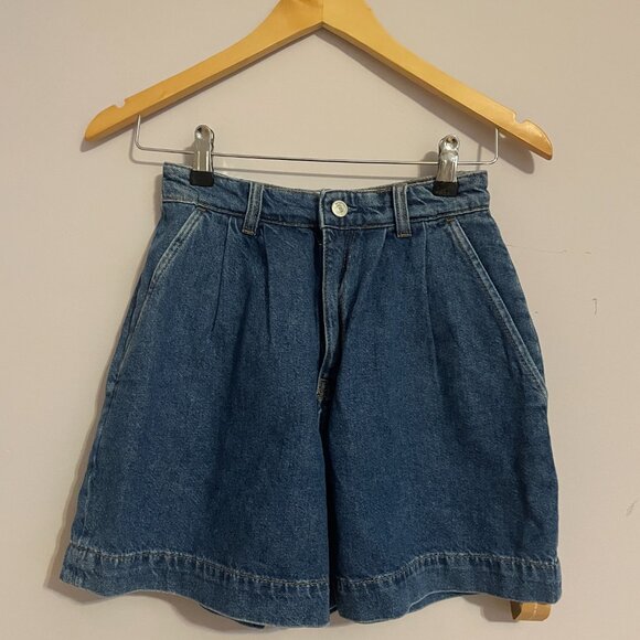 Reformation Francis High-Rise Pleated Paperbag Denim Jean Shorts 25 XS - Picture 2 of 4